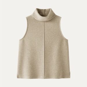 OGL FuzzLuxe Turtle Neck Split Hem Top in Heather Morganite